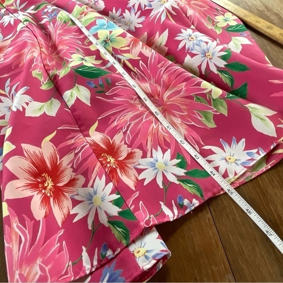 Laura Pink Floral Halter Dress Sweetheart Neckline Hawaiian Flowers Size M - Picture 9 of 9